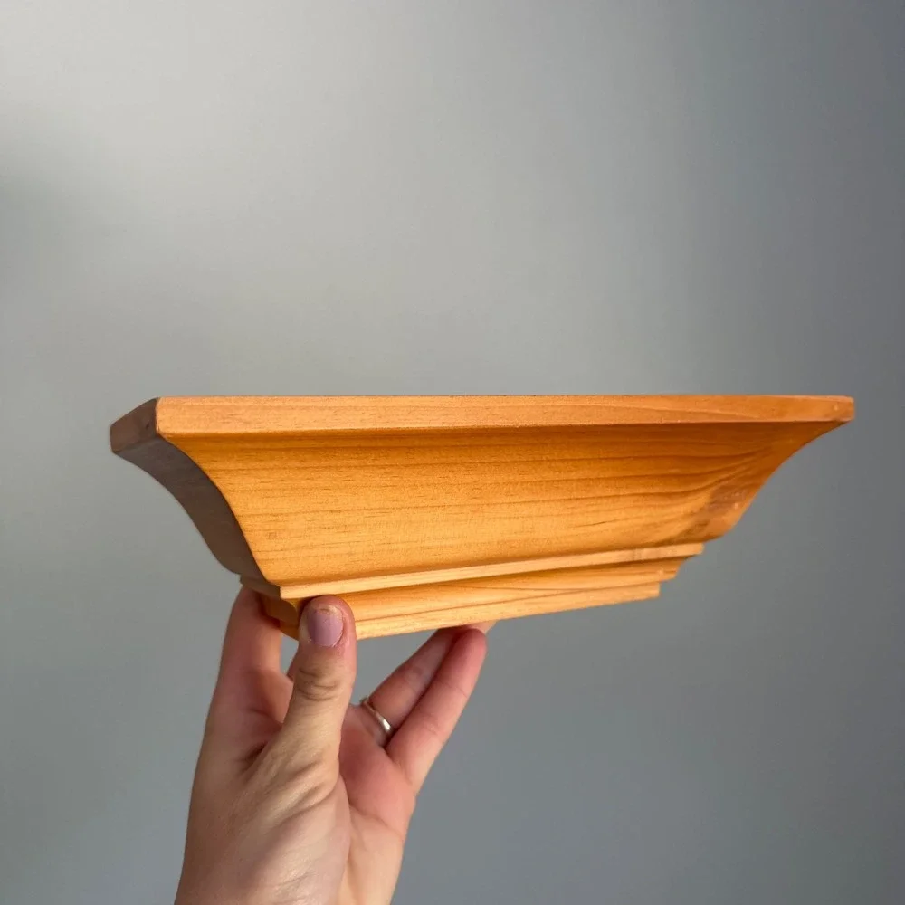 Vintage Small Mini Wood Floating Wall Shelf Ledge Honey Brown‎ 9.5 Inch